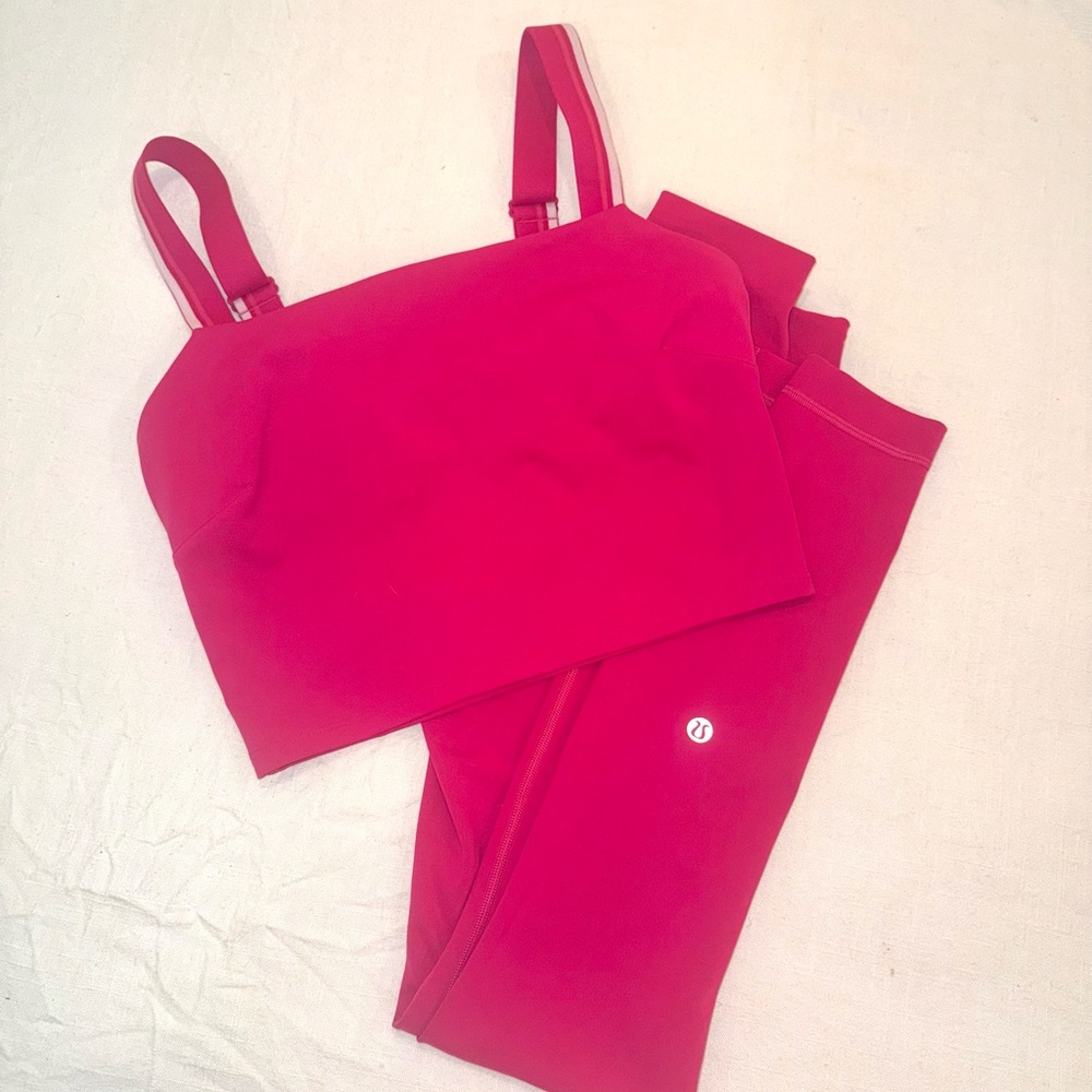 Lululemon SET! Cropped Tank + Wunder Train High Rise Leggings in Passionate